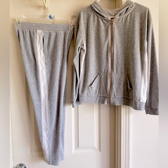 LKNEW Xersion Velour Activewear Set Girl’s PLUS XL / XXL Grey Zip Hoodie Pants - Picture 11 of 12